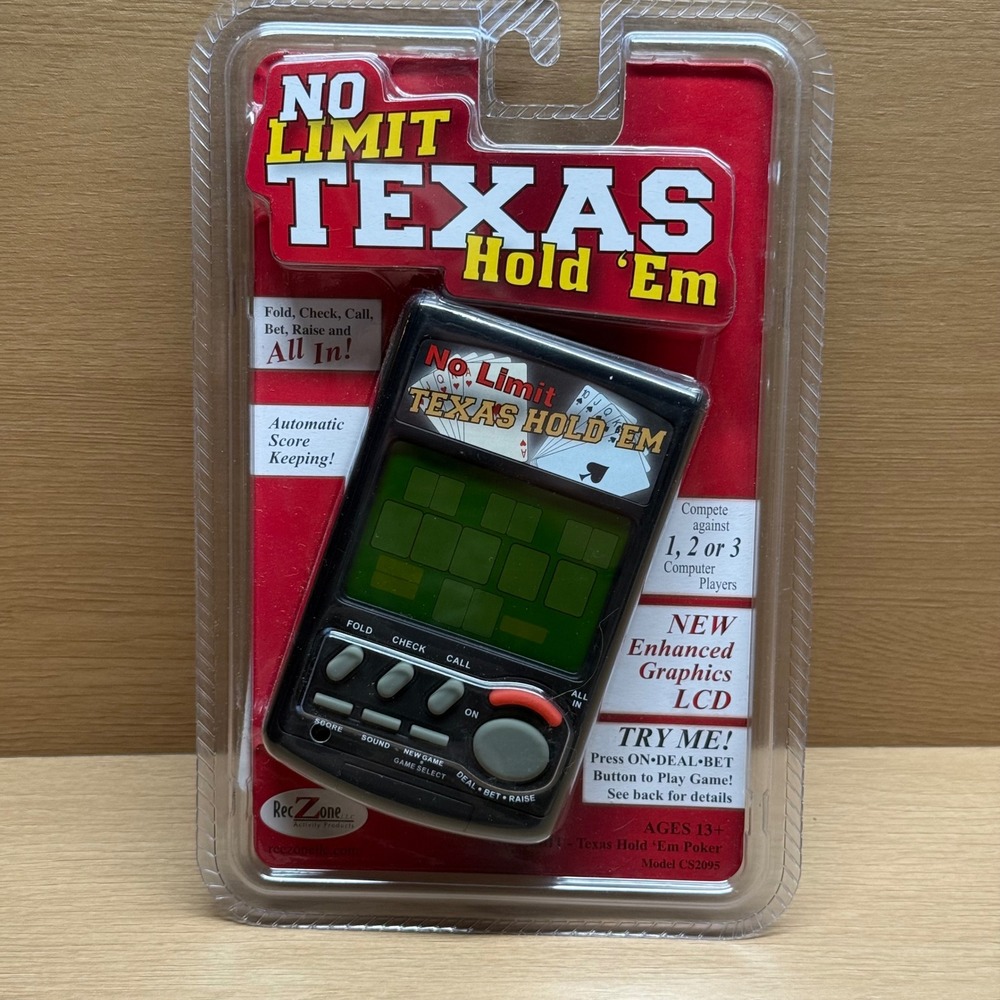 RecZone No Limit Texas Hold 'Em Handheld Electronic Poker Game Model CS2095 New